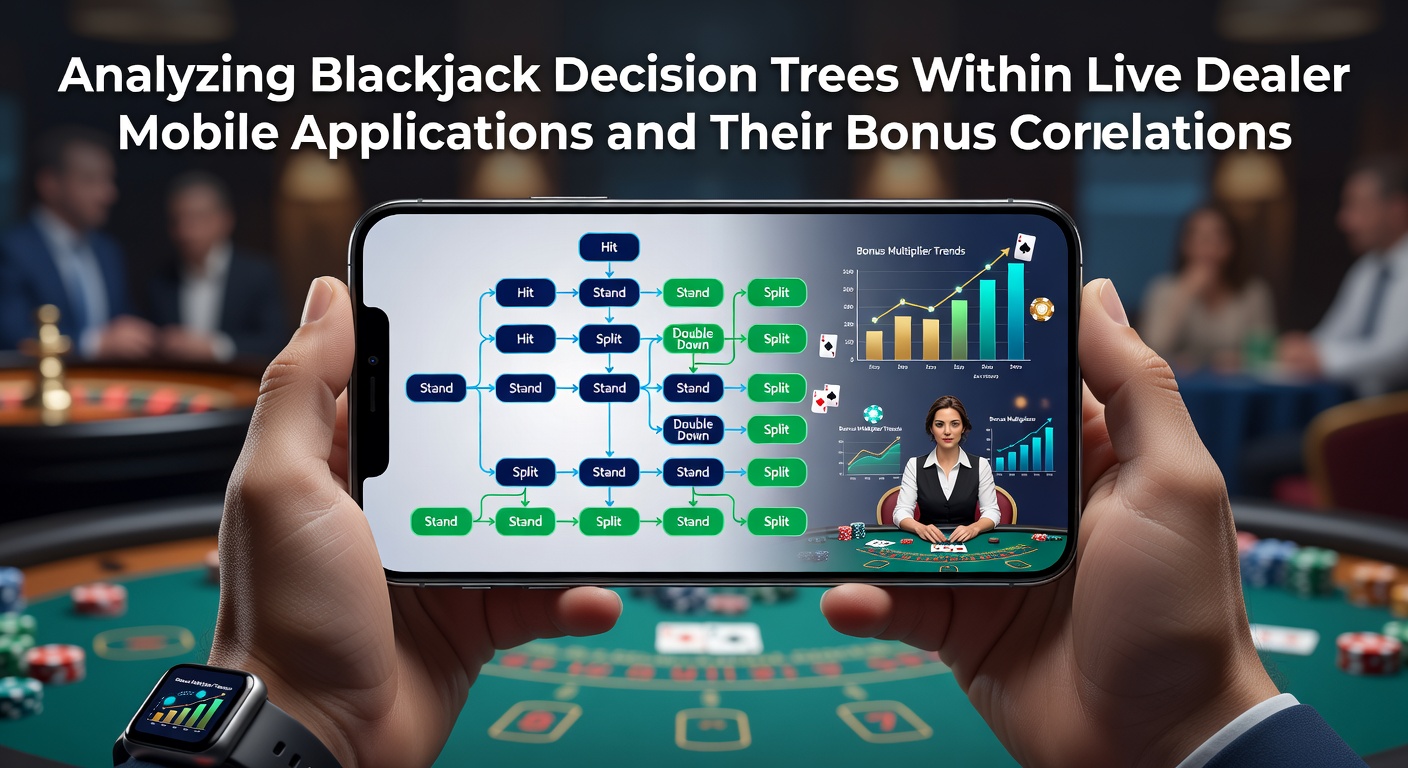 Blackjack decision tree diagram displayed on a mobile live dealer app interface showing optimal play paths and bonus multiplier indicators
