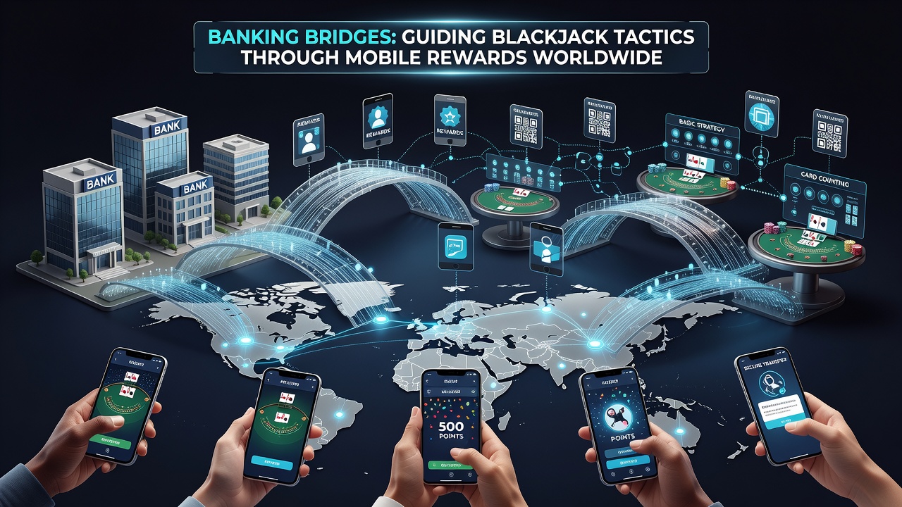 Global transaction flows linking mobile rewards to blackjack strategy adjustments