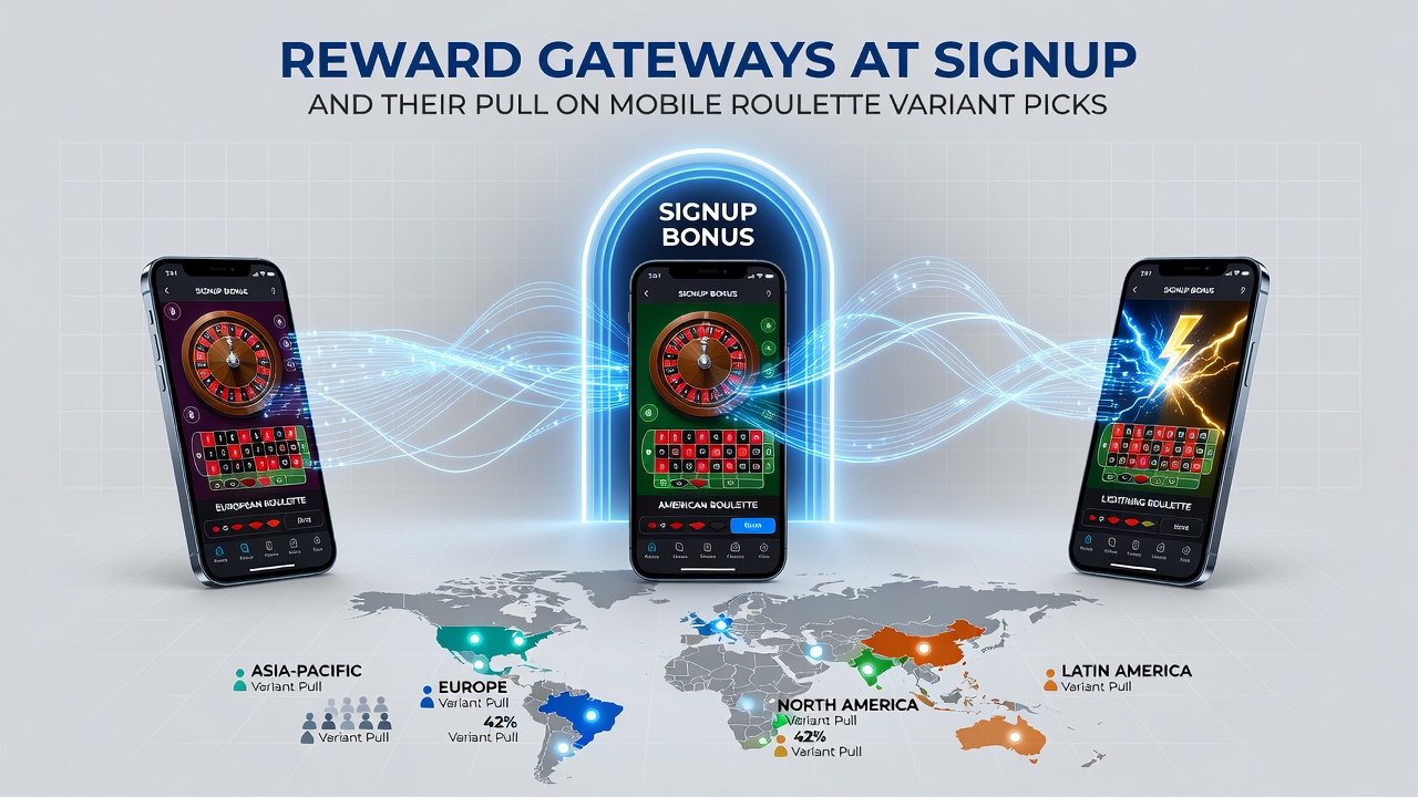 Mobile roulette interfaces displaying signup reward options across different variants