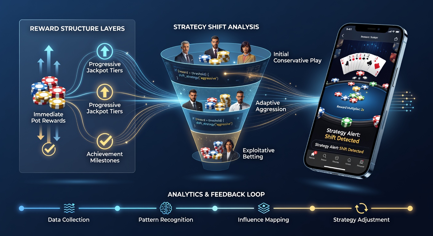 Diagram illustrating layered banking integrations connected to poker reward systems and player strategy metrics